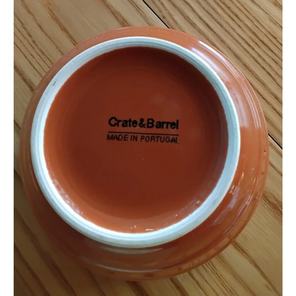 Crate & Barrel Fruit Dessert Bowl 6.25 Wide Burnt Orange Beehive Rib Excellent